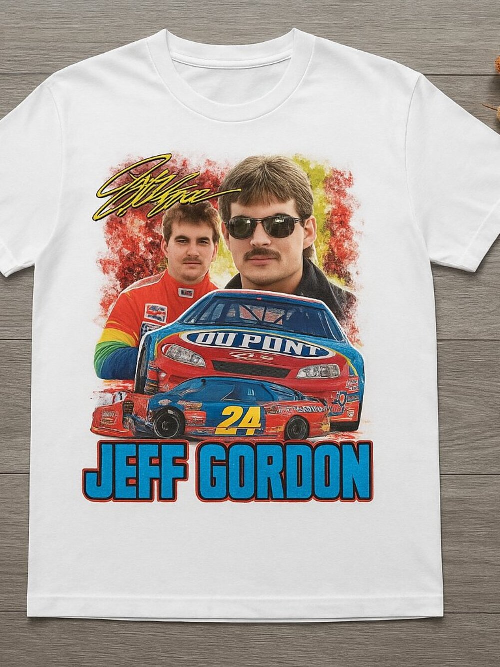 White Vintage Racing Bootleg Graphic Tee 90s Motorsport Style Shirt